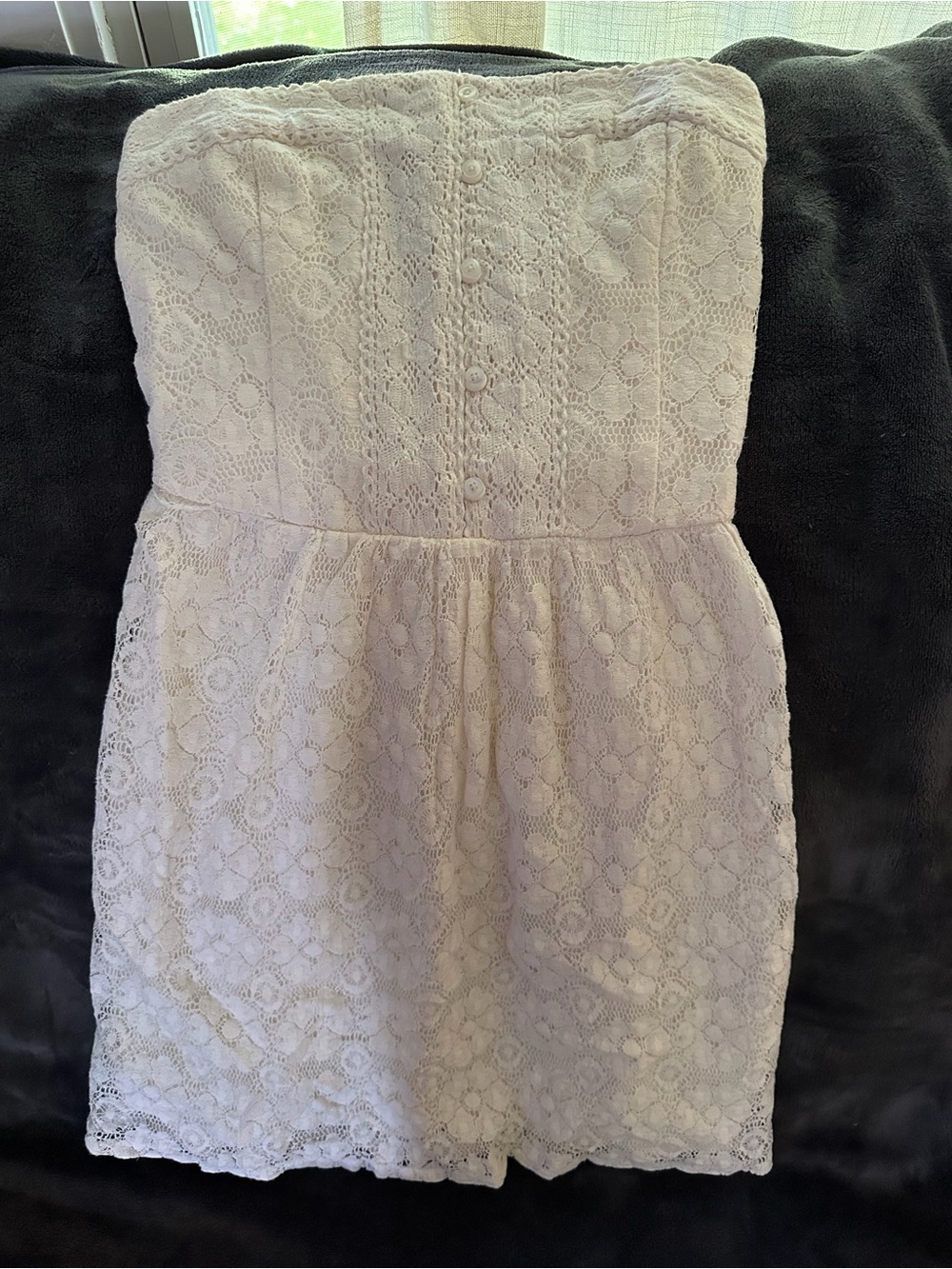 Cream Lace Strapless Dress - Summer Party Dress